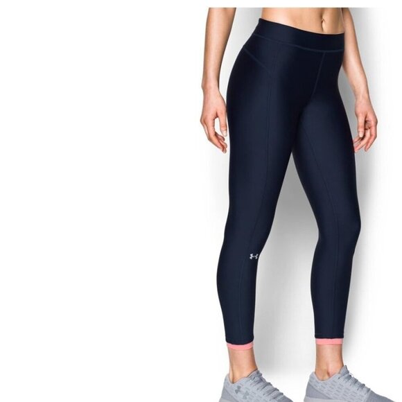 Under Armour Women's HeatGear Compression Black Ankle Crop Leggings - Picture 1 of 8